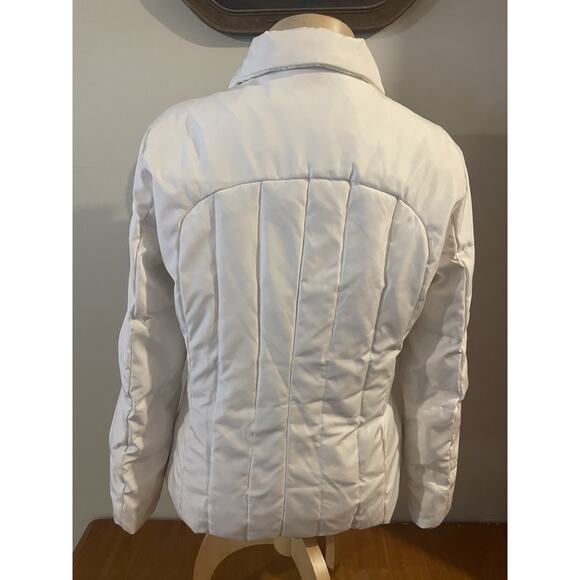 Calvin Klein S Duck Down Puffer White Jacket Full Zip Pockets Faux Fur Lining - Picture 5 of 7
